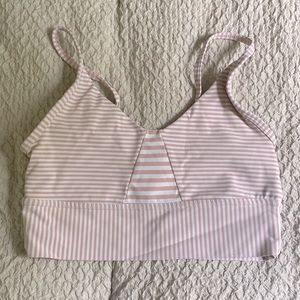 DYI pink and white striped long line bra